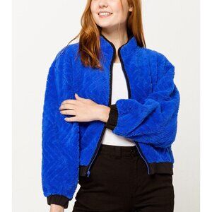 $100 Hurley Women’s Sherpa Zip Jacket In Blue Size L